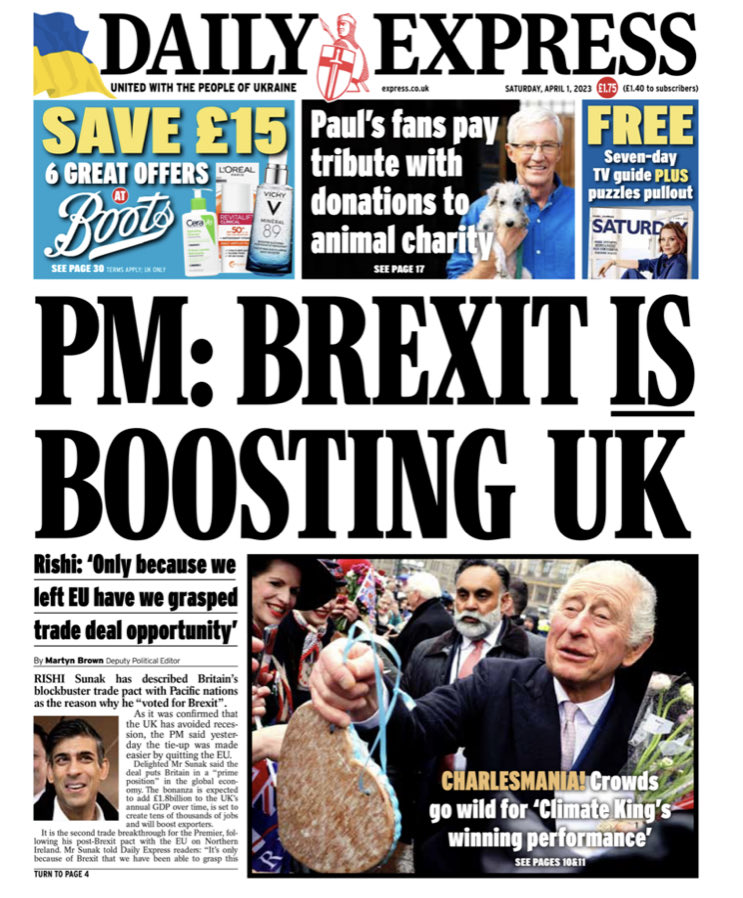 topfoder's tweet image. Daily Mail and Express put their April fools stories on their Front pages
