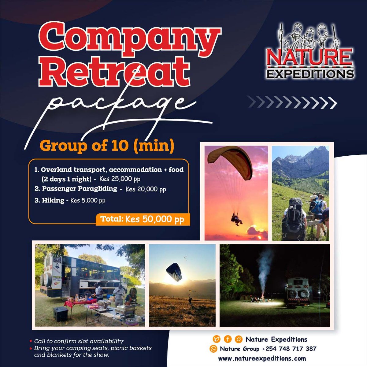 nature_exp's tweet photo. Let us customize the perfect retreat experience for your team. Contact us today to get started.  

For bookings:  
📲+254 – 748 717 387
📧sales@natureexpeditions.com

#CorporateRetreat #TeamBuilding #NatureExpeditions #RetreatGoals https://t.co/OEurZp9q7K
