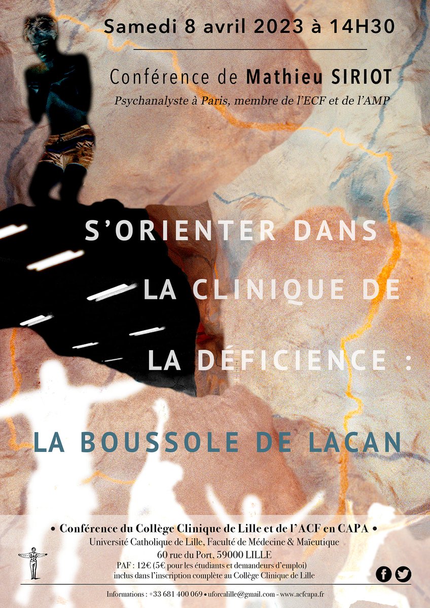 acf_capa's tweet photo. ‼️C'est samedi prochain à Lille‼️
Conférence de Mathieu Siriot, psychanalyste membre de l'ECF et de l'AMP

S’orienter dans la clinique de la déficience : la boussole de Lacan https://t.co/MuHpmNZutI