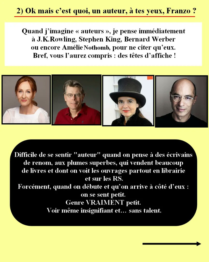 FranzoPizarro's tweet image. Ce sentir auteur.. ou pas !
#ecriture #ecrireunroman #auteur #roman #viedauteur #retourdexperience #ecrire #legitimite #syndromedelimposteur
