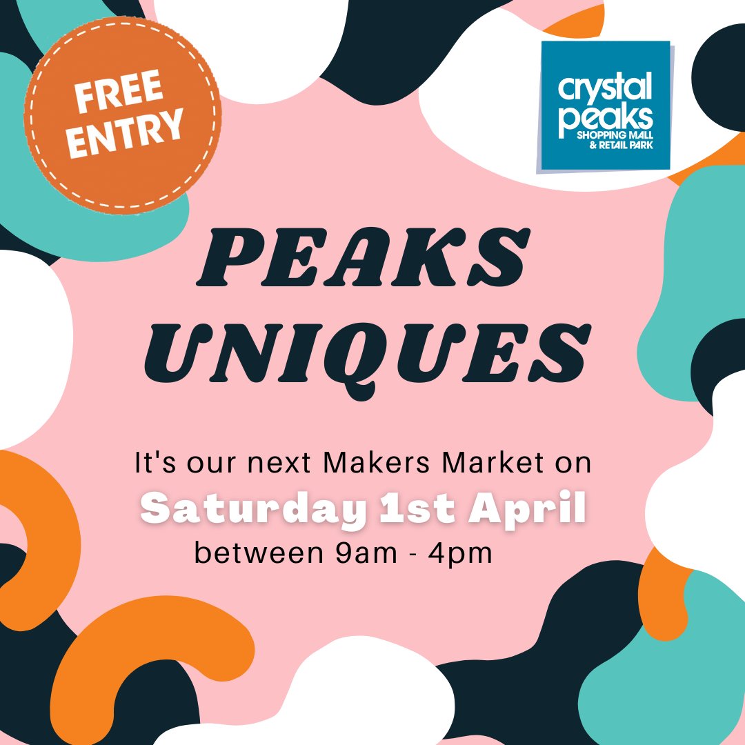Join us from 9am this morning for our popular Peaks Uniques event 🧡 Help us support local independent businesses and individual creatives. We hope to see you there!

#CrystalPeaks #Sheffield #WhatsOnSheffield #SheffieldCommunity #PeaksUniques #ShopLocal