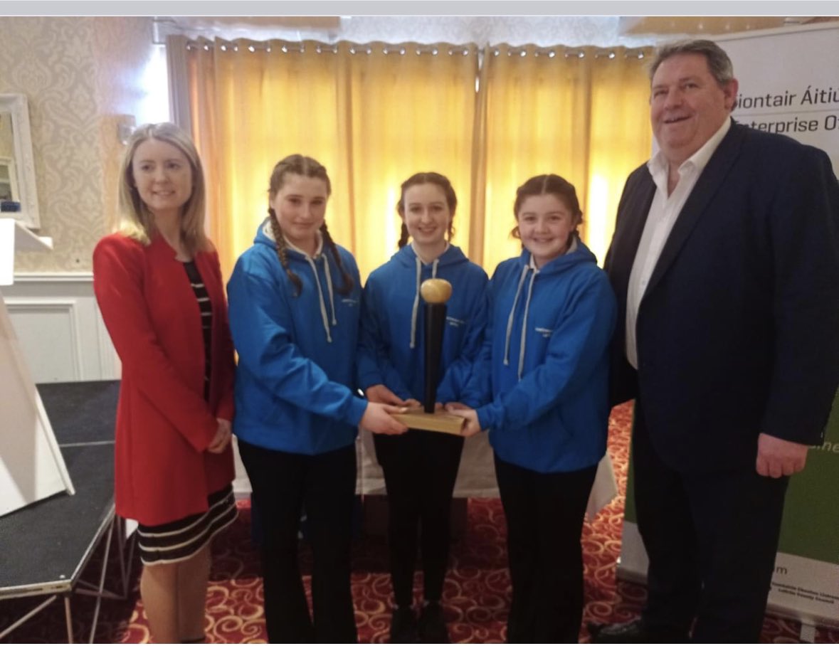 DrumshanboVS's tweet photo. We were thrilled to hear that our Junior Winners @grasperhwh - Freya, Alex &amp; Amy, will also get to @CrokePark representing @LEOLeitrim in the National Finals in May ⭐️⭐️🙌🏻🙌🏻 #studententerprise #Entrepreneur https://t.co/1Nz7WZP2cp