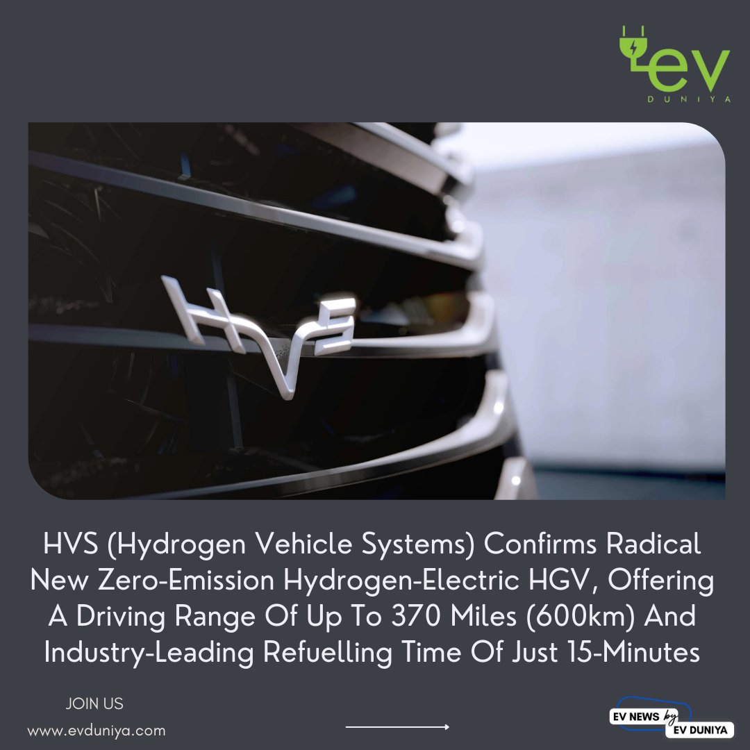 EVduniya's tweet photo. HVS Confirms Radical New Zero-Emission Hydrogen-Electric HGV, Offering A Driving Range Of Up To 370 Miles And Industry-Leading Refueling Time Of Just 15-Minutes

-> Follow us on Instagram : https://t.co/lg8MdJC9t4

#evnews #electricvehicles #hgv #hydrogenelectric #zeroemissions https://t.co/MIKH07BgPz