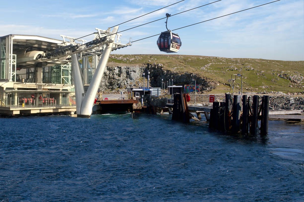 Today we announce our plans to install a cable car system to better connect the islands of Yell and Unst. 

Alongside practical travel, a second cable car will offer the experience of private, local dining, all while admiring the stunning scenery that surrounds the spaceport.