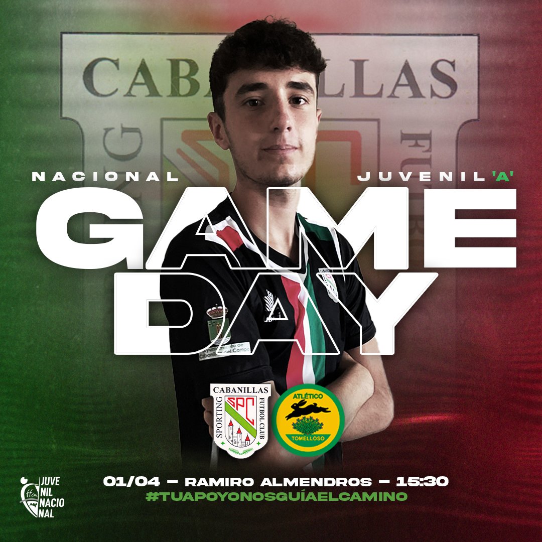 Sp_Cabanillas's tweet photo. JUVENIL NACIONAL
Nuestro Juvenil Nacional disputa está tarde un partido competido contra un rival de mitad de tabla
Suerte chicos!!
#123Sporting🇮🇹
📆 1/04/23
🏠 Ramiro Almendros
⏰ 15:30h
🆚 Atlético Tomelloso https://t.co/9V5sW2nmRD