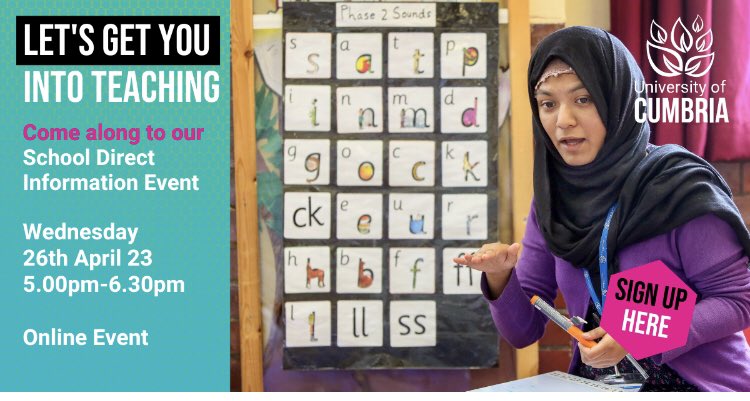 BlackpoolSV_ITT's tweet photo. If your unsure of which route to take into teaching,there is no better way than been school based for hands on immersive training. Sign up to @CumbriaUni online event for more information on our School Direct route on April 25th. @SeaViewTrust Sign up here https://t.co/zX58bgndRv https://t.co/XOsaf05kDZ