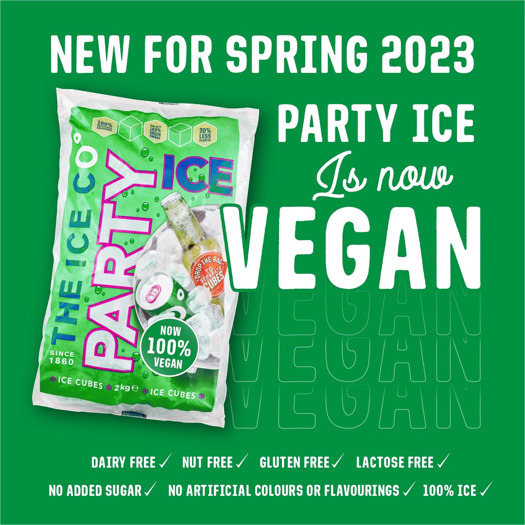TheIceCo's tweet photo. We’re proud to announce that Party Ice is now officially VEGAN! We’ve been working hard to make our ice cubes inclusive so everybody can enjoy an ice-cold glass of their favourite drink 🧊 Coming to a store near you soon! 🙌🏼 

P.S. Happy April 1st everyone 😉 https://t.co/pQeBitlSBg