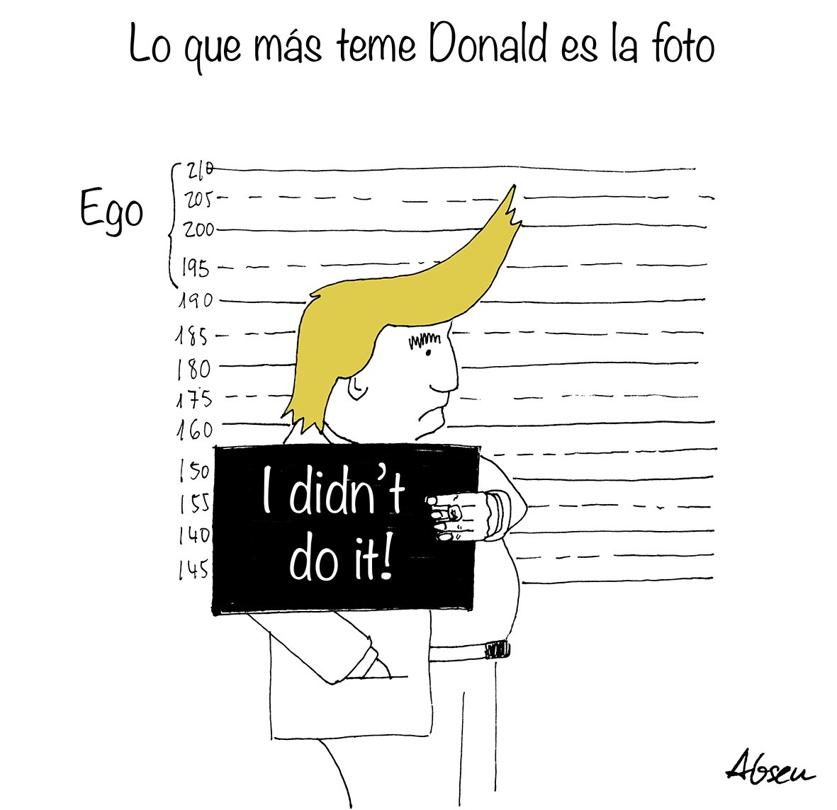 OscarMN15's tweet photo. Trump y su ego imputados por soborno, primer expresidente de los USA imputado. El martes deberá presentarse en comisaría... lo que más teme es la foto y la toma de huellas.

#viñetas #viñetacañera
#drawing #dibujo #comicartist #humorgrafico  #menorca #trump #trumpagain #vayatela https://t.co/lNJfIrspLh