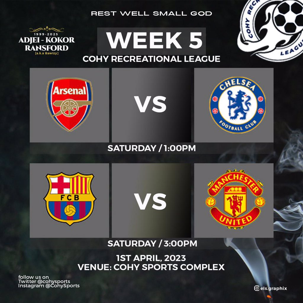 CohySports's tweet photo. #CRL23 week 5 is on ♑️ https://t.co/HmoEpPtnlr