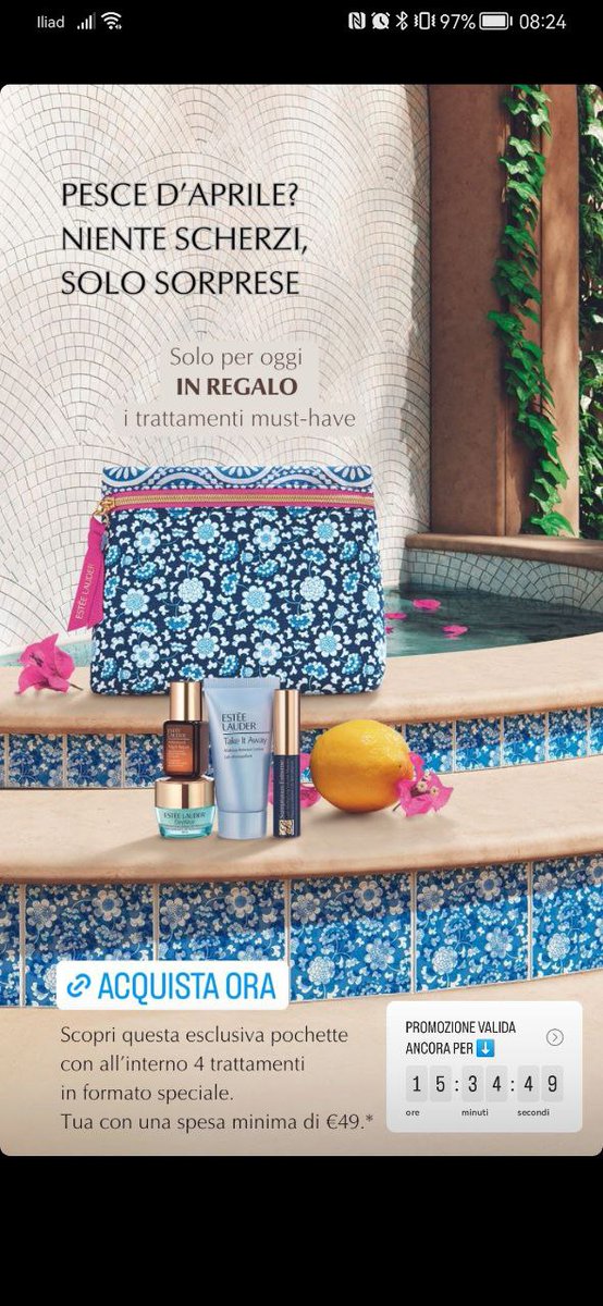 FeroldiVeronica's tweet photo. @fotoinutilizara Ciao, mi son ricordata di questo tweet, ho visto questo nelle story di Estée Lauder, magari ti torna utile per risparmiare un po' o fare un bel regalo ☺️ https://t.co/m7CSzLFZx6