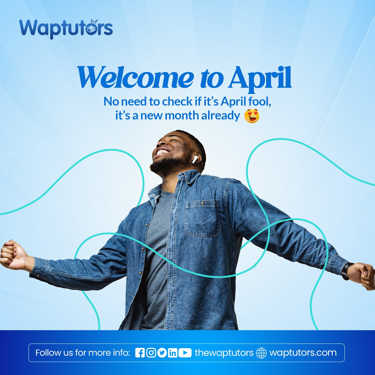 thewaptutors's tweet photo. Happy New month to all our beloved followers.

Welcome to the month of April.

Follow us on:

Instagram: @thewaptutors
Facebook: @thewaptutors
Twitter: @thewaptutors

#AprilFoolsDay #AprilFoolsDay2023 #LearnwithWTA #onlineskills https://t.co/kVtN87BAZP