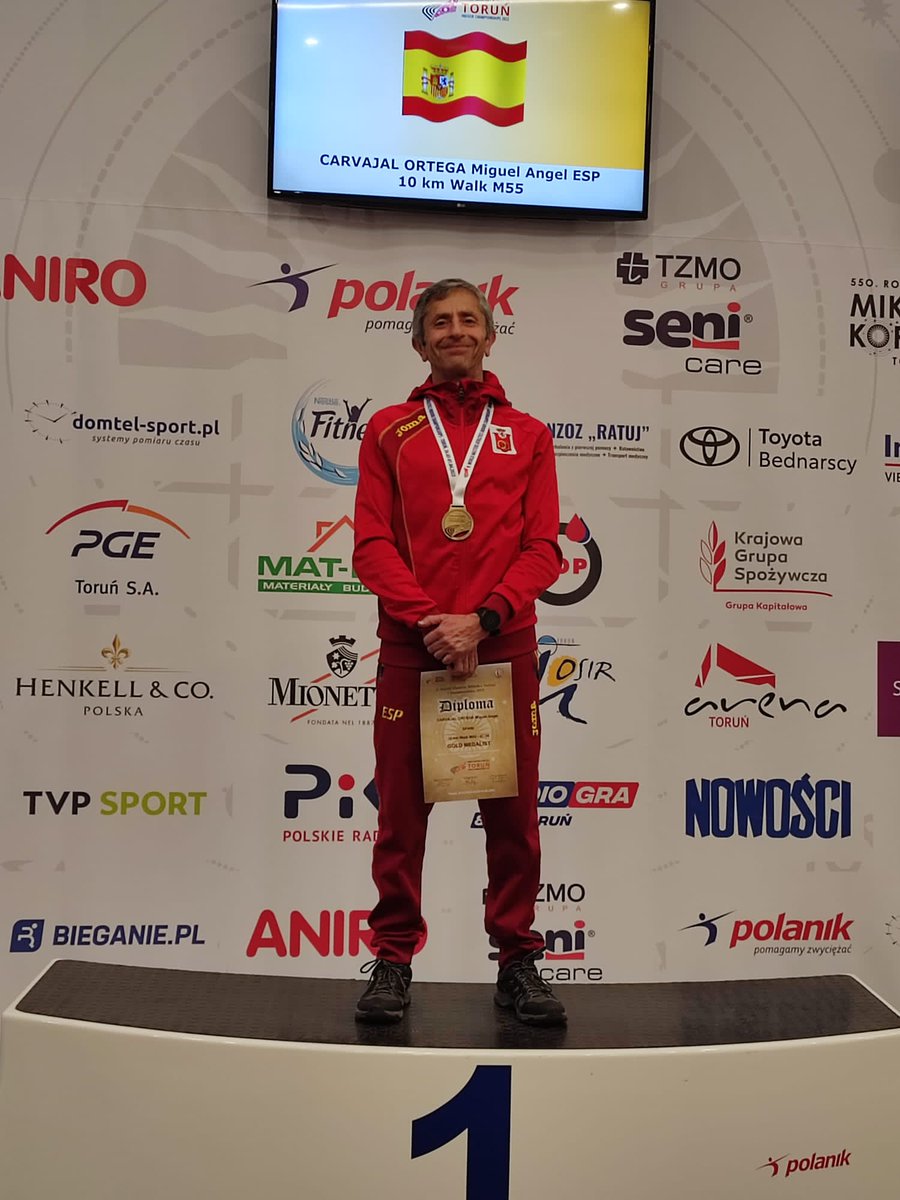 Segundo ORO de Miguel Angel Carvajal en el Mundial Master de Torun 💥💥💥💥 10 km Marcha en ruta M55 🥇 
¡¡Enhorabuena Campeonísimo!!
