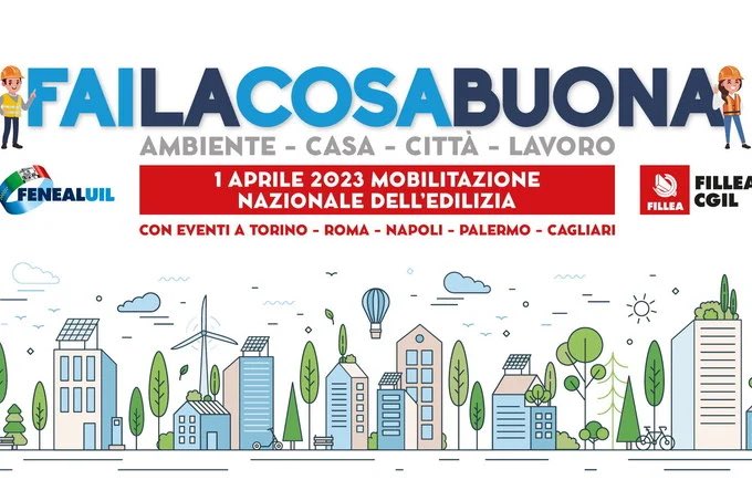 Appalti, sicurezza, sostenibilità: gli edili di Cgil e Uil oggi, #1aprile, in cinque piazze Torino, Roma, Napoli, Palermo, Cagliari.

Le ragioni della mobilitazione <a href="/filleacgil/">filleacgil</a> <a href="/FENEALUIL_/">FENEALUIL Nazionale</a> bit.ly/40ANslY

#failacosabuona