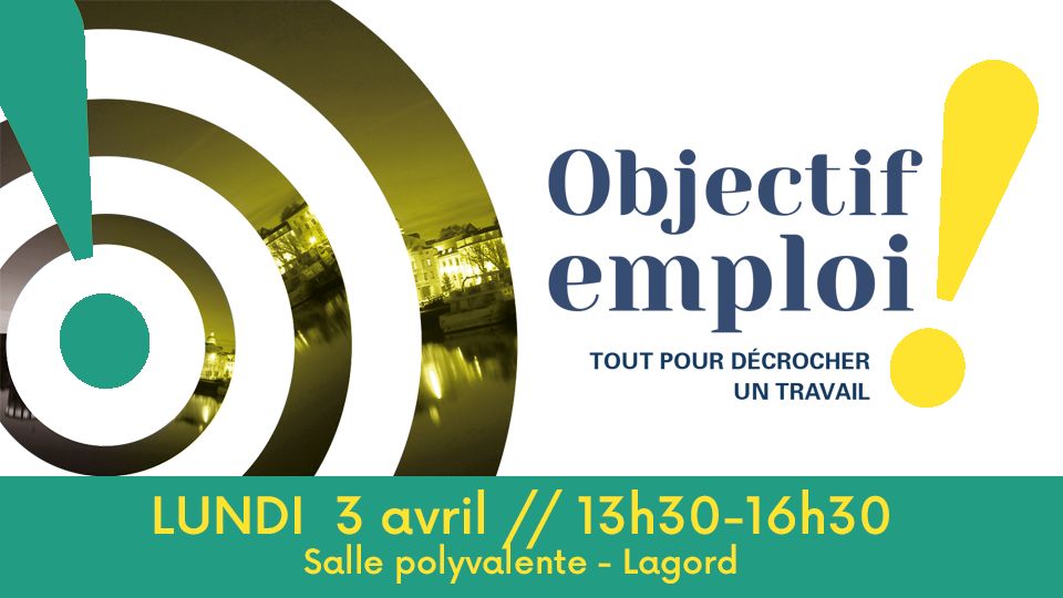 Préparez vos CV ! Le prochain rendez-vous "Objectif #emploi" aura lieu lundi prochain de 13h30 à 16h30 à la Salle polyvalente de #Lagord.
Entrée gratuite ! 
Voir la liste des entreprises présentes et toutes les infos utiles : agglo-larochelle.fr/-/objectif-emp…