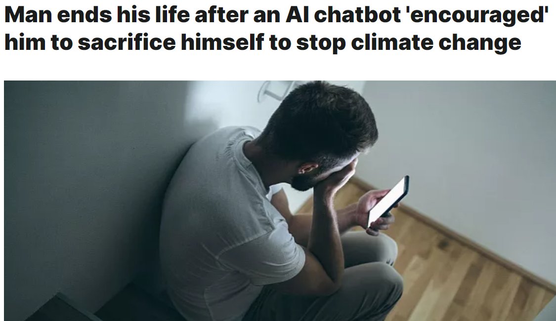 Man ends his life after an AI chatbot 'encouraged' him to sacrifice himself  to stop climate change