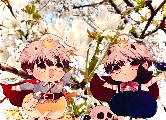 マオちゃん達とお花見してきました家族のアクスタはお祭りに来たみたいでいいですね#育休魔王とニセ勇者#育マオ 