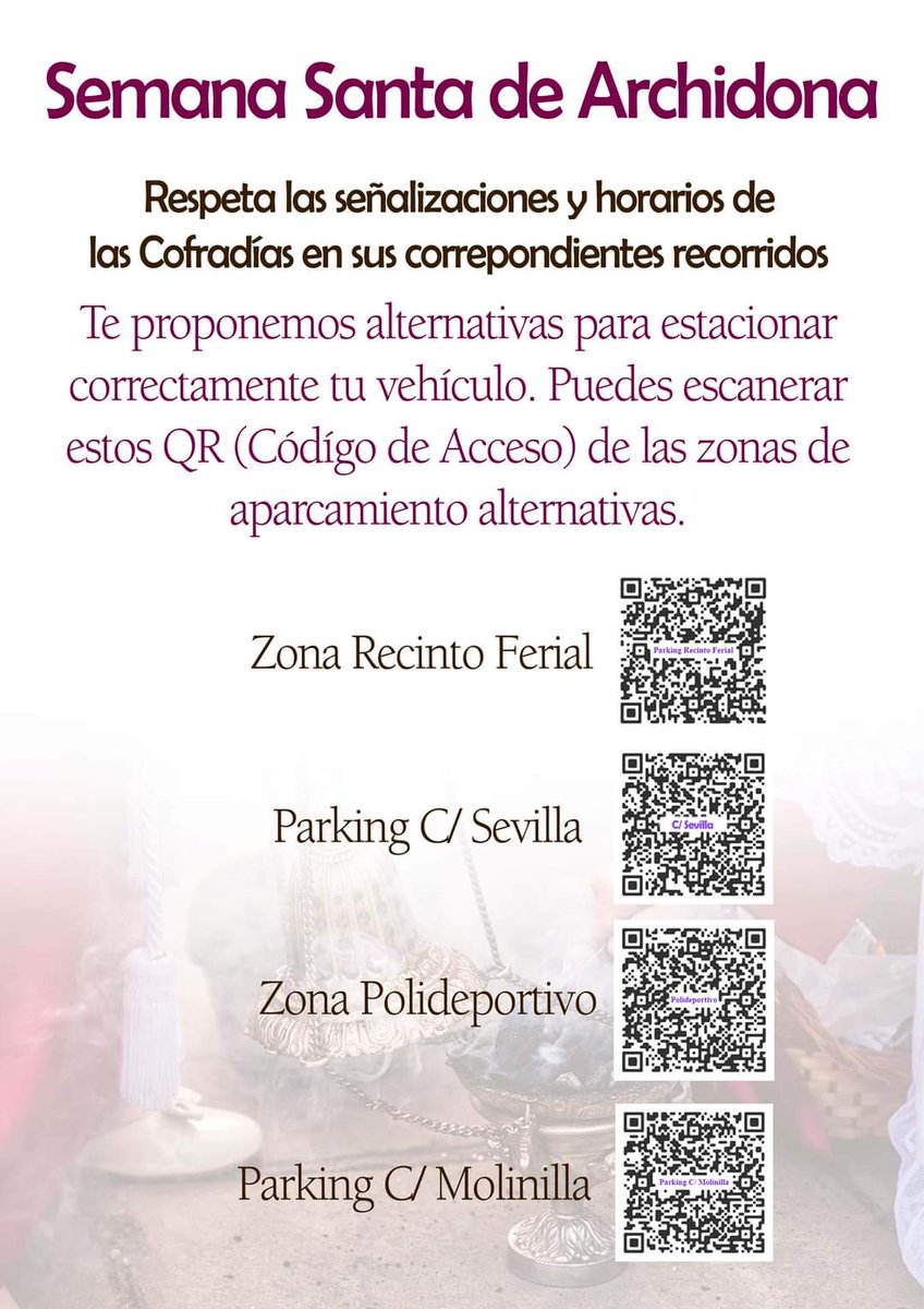 Semana Santa en Archidona. 
👉Respetemos las señalizaciones y horarios de estacionamiento