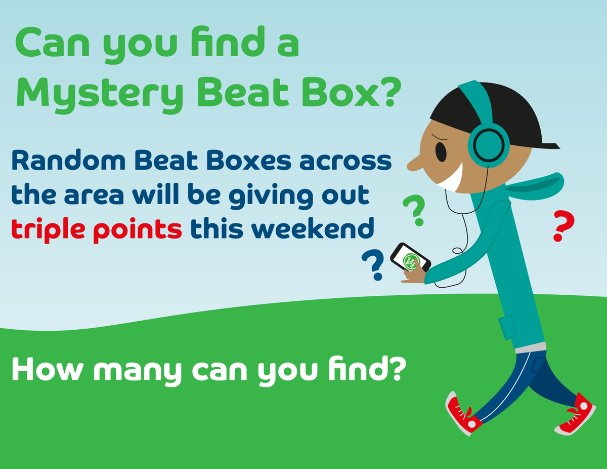 BTSJWCS's tweet photo. Time to shake things up! Our Mystery Beat Boxes are changing location this weekend. Can you find the new triple point Beat Boxes? #GoExplore @CVSTendring @ActiveEssex https://t.co/RdecCfDFAv