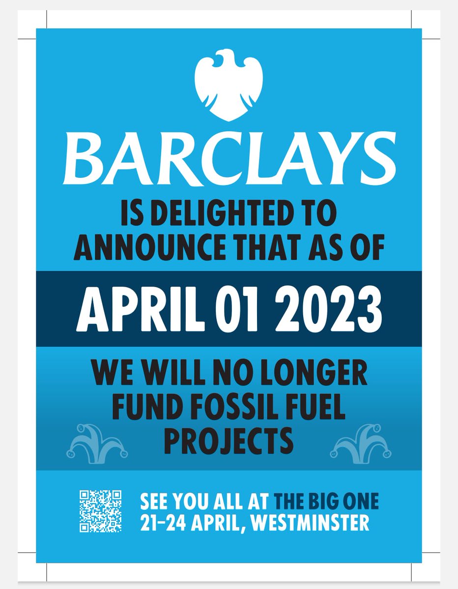 BoycottPalmOil's tweet photo. #BetterWithoutBarclays
Europe's biggest funder of fossil fuels, climate and ecological crisis and the Sixth Mass Extinction.
#PoorInvestments
#FossilFuels > #StrandedAssets >#FossilFuelCrash
#SocietalCollapse
#HumanExtinction
#AprilFuels https://t.co/iKzUoCSlQe