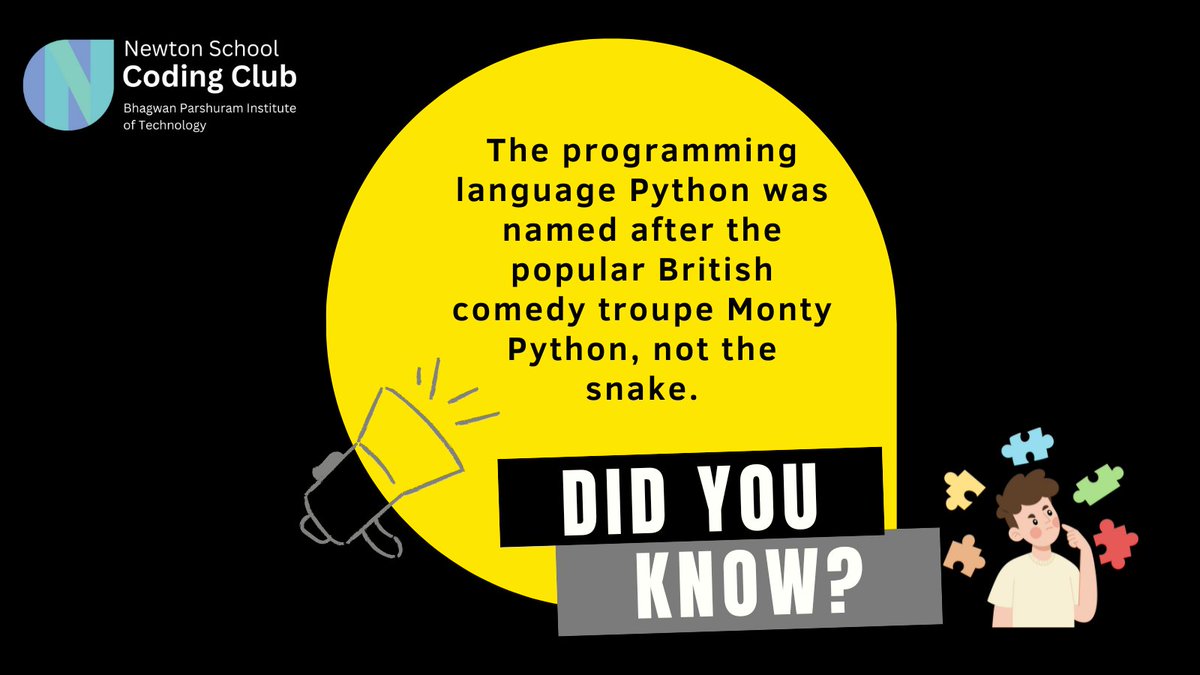 namespaceworld's tweet photo. For more such fun facts follow Newton school coding  club
 #Python #CodingCommunity #PythonFact #ProgrammingHumor
#nscc #nsccbpit https://t.co/FDdg72Dz5t