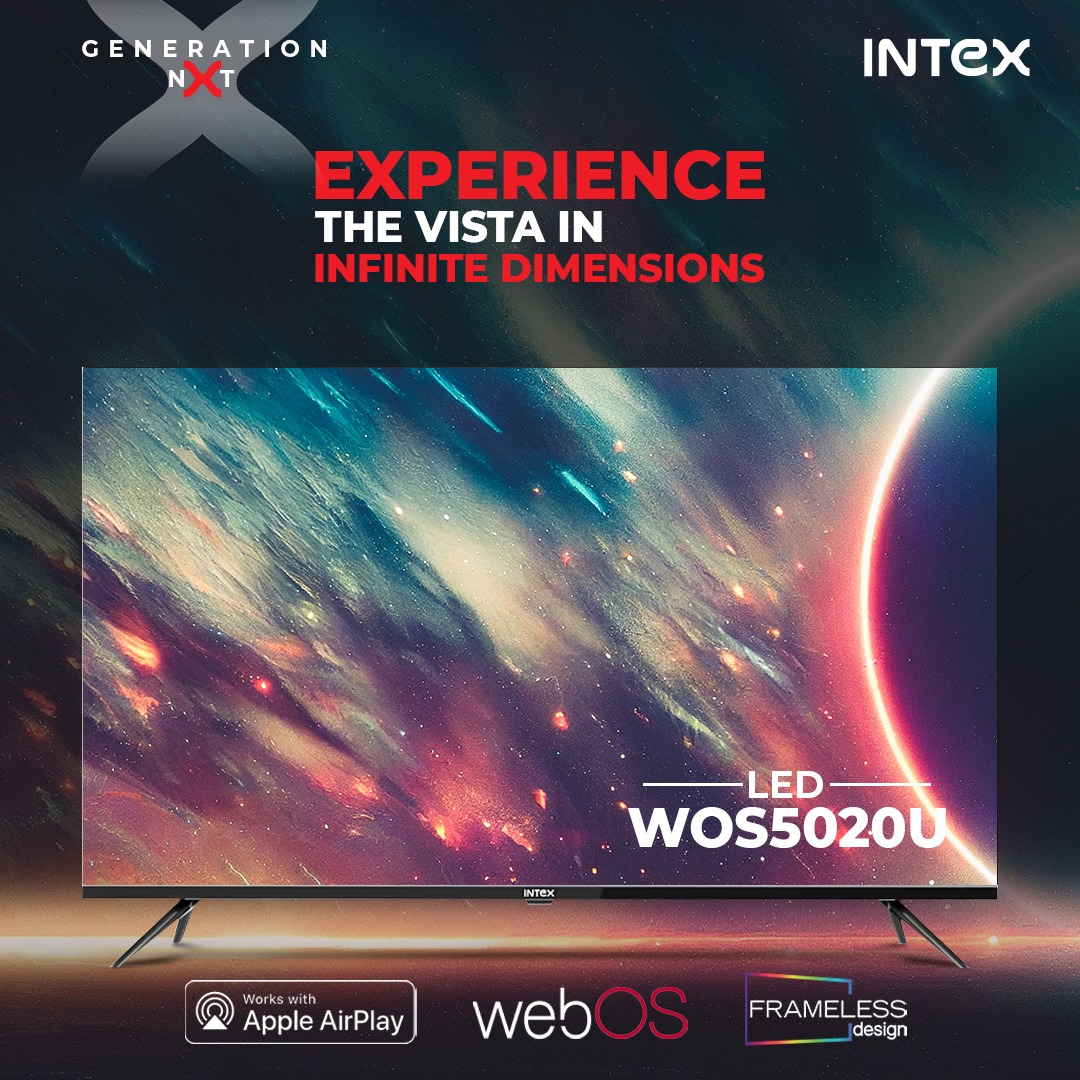 IntexBrand's tweet photo. Elevate your viewing experience with the #IntexLED #LEDWOS5020U. integrated with WebOS for an amazing #AppleAirplay experience. with #MagicRemote & #SmartVoiceControl
.
.
.
.
#IntexLED #LEDWOS5020U #VividColors #WebOS #AppleAirplay #SeamlessScreen #MagicRemote #IntexGenNxt https://t.co/AfsrIWu6SY