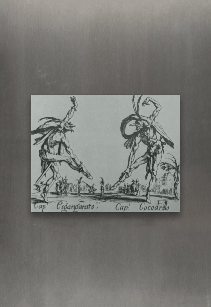 kevinharley56's tweet image. The Story of Art. Illustration #247. Callot: Two Italian clowns. Etching from the series Balli di Sfessania. Published 1622. #thestoryofart #ehgombrich #callot #backtoartschool