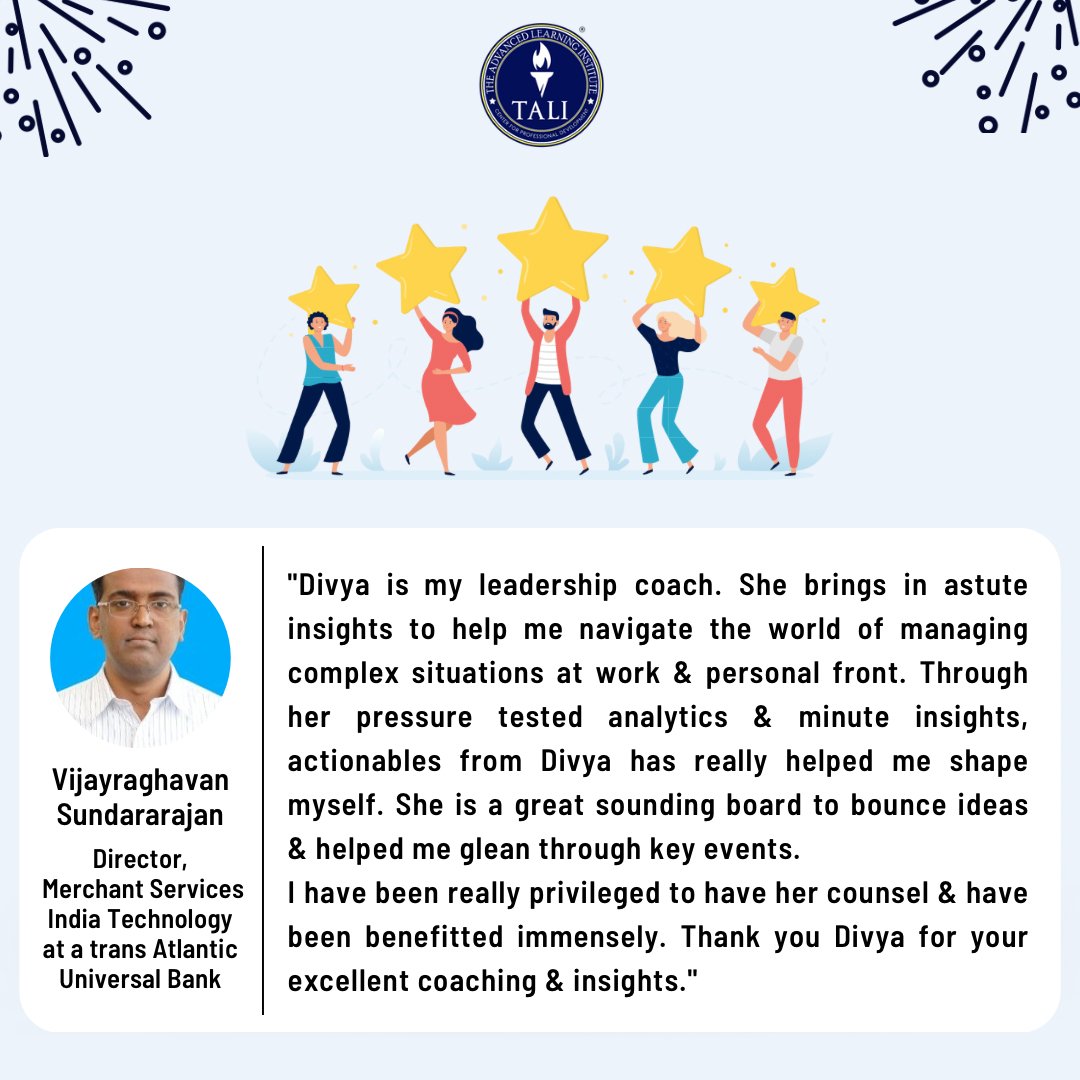 It makes us proud to partner with VIJAYARAGHAVAN on his leadership journey, thank you for sharing your commitment to being a better version of yourself!

#LeadershipDevelopment #coaching #publicspeaking #mentorship #reviews #growthmindset