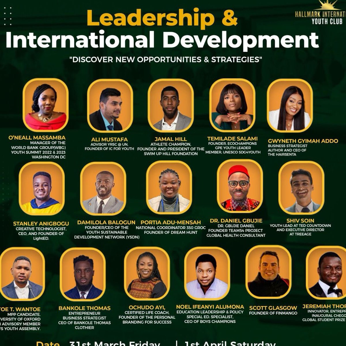 JeremiahThoron's tweet photo. I'll be speaking at the Leadership in International Development Conference organized by HallMark International Youth Club. Join us today at 12pm GMT for an inspiring, action-packed event. Register below 👇🏿
https://t.co/0GM3TiZwJX https://t.co/xmUriusiEE
