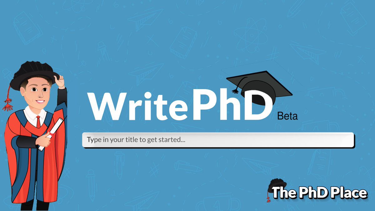 We're proud to launch WritePhD, an AI tool that will write your thesis for you! 🎓

Don't spend years doing it - simply type in your title &amp; our algorithm will write your thesis in 5 minutes. It has never been easier to write a thesis!

Sign up today for a Pretty huge Discount ✨