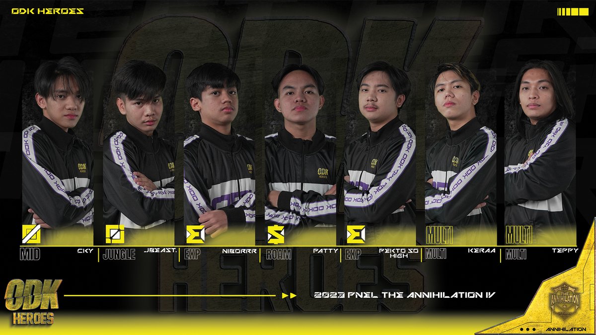 pnelofficial's tweet photo. ❗PNEL THE ANNIHILATION IV: Roster reveal - ODK Heroes❗
ODK Heroes are definitely armed and primed, ready to take on any battle.
#PNEL #philippinenationalesportsleague #MLBB #MobileLegendsBangBang #MobileLegends #PNEL_THE_ANNIHILATION #PNEL_LAKAMBINI https://t.co/jwqOlWUEPo
