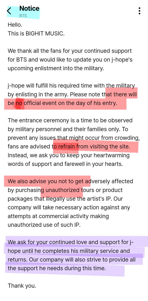 In simple words.
Wait for him. 

Keep Streaming

STAY AWAY. 

ONLY BIGHIT will post pictures that are OFFICIAL.

BangtanTV-entry
Tannies saying 'see you later bro'
Bts/bighit posting pics on off. sns 

(NO location,NO foodmenu, NO rank ceremonies,NO on site training evidence)

💜