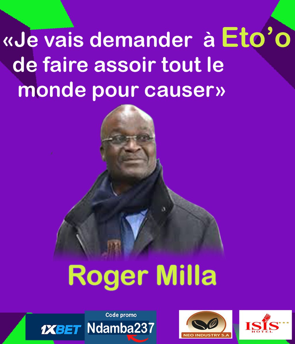 "Ne soyez pas surpris que le 4 Septembre contre le Burundi nous soyons surpris. Je vais demander à Samuel Eto'o de faire assoir tout le monde pour causer"
Roger Milla sur les ondes de Royal Fm.