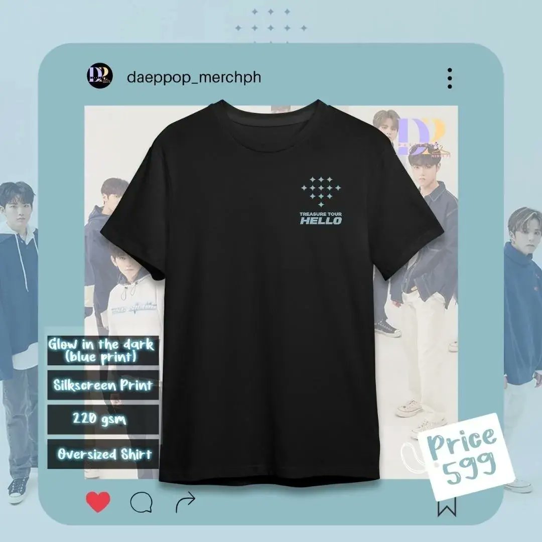 daeppop_merchph's tweet photo. WTS | LFB  #DaeMerchPreOrder

Fan-Made TREASURE TOUR [HELLO] in Manila Concert Shirt

✨ For only ₱599 + SF ✨

◽Glow in the Dark (Water-Based Silkscreen Print)
◽ Oversized Shirts
◽ Available in  colors Black &amp; White
◽50% DP: ₱300 (Pay as you order)
#TREASURE_HELLO_I https://t.co/S4n6EYR9aP