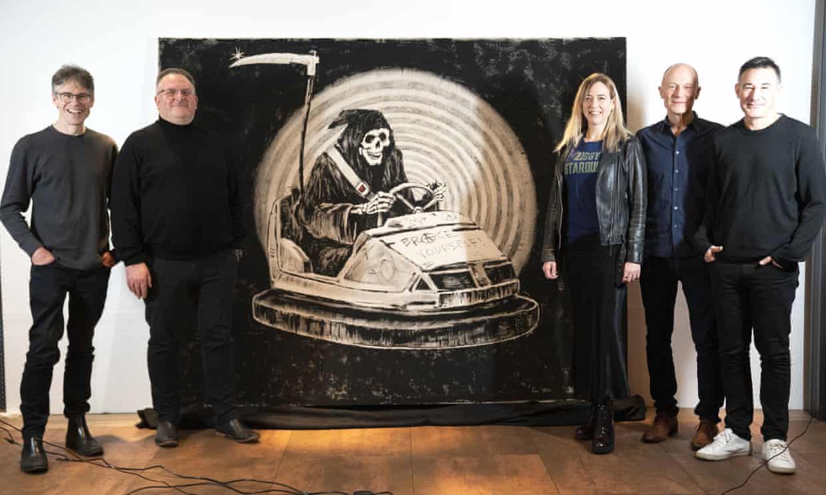 🎨💀 Banksy's "Brace Yourself!" sells for a whopping $2M at US auction, over 3x its estimate! The artwork has a unique backstory involving the band Brace Yourself! and Banksy's 2010 documentary. #Banksy #ArtAuction
