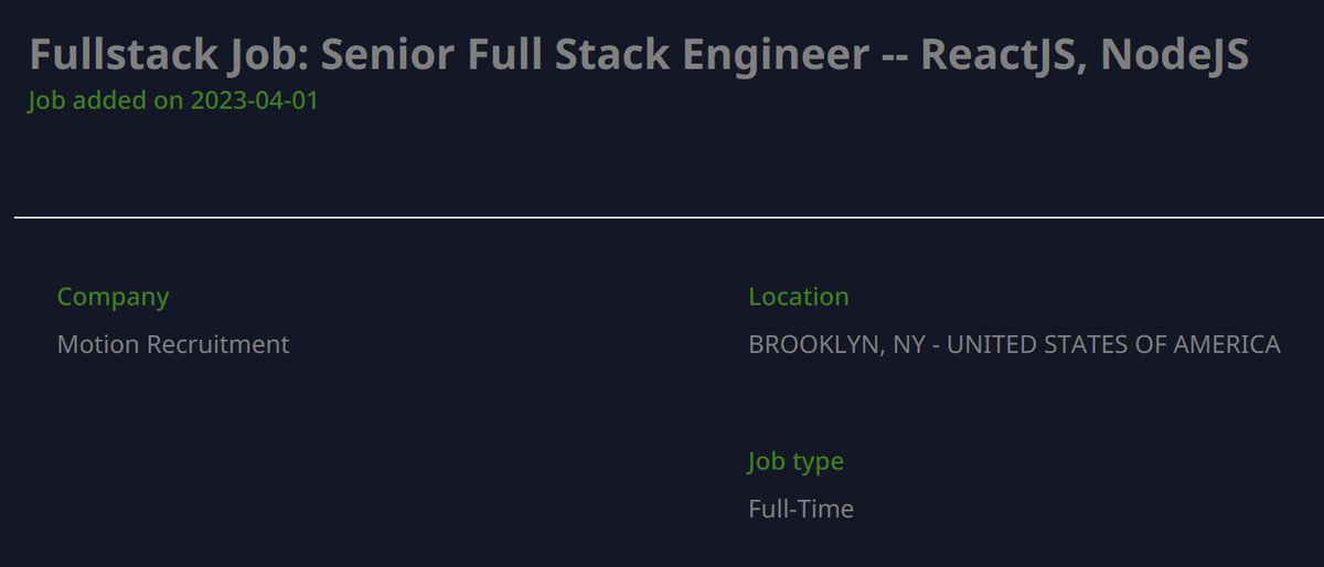 fullstackjob's tweet image. New Fullstack Dev Job: Senior Full Stack Engineer -- ReactJS, NodeJS
#fullstack #react #reactjs #javascript #java #techjobs #devjobs
fullstackjob.com/job/2Nnt0R9aJM…