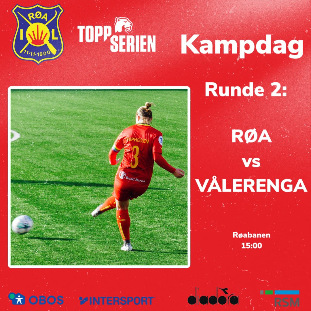 Kampdag💪🏼

🆚 Vålerenga 
⏰ 15:00
🏟️Røabanen
📺 TV2 Play 

#OBOS #RSM #INTERSPORTNORGE #DIADORA <a href="/Kvinnefotball1/">Toppserien</a>