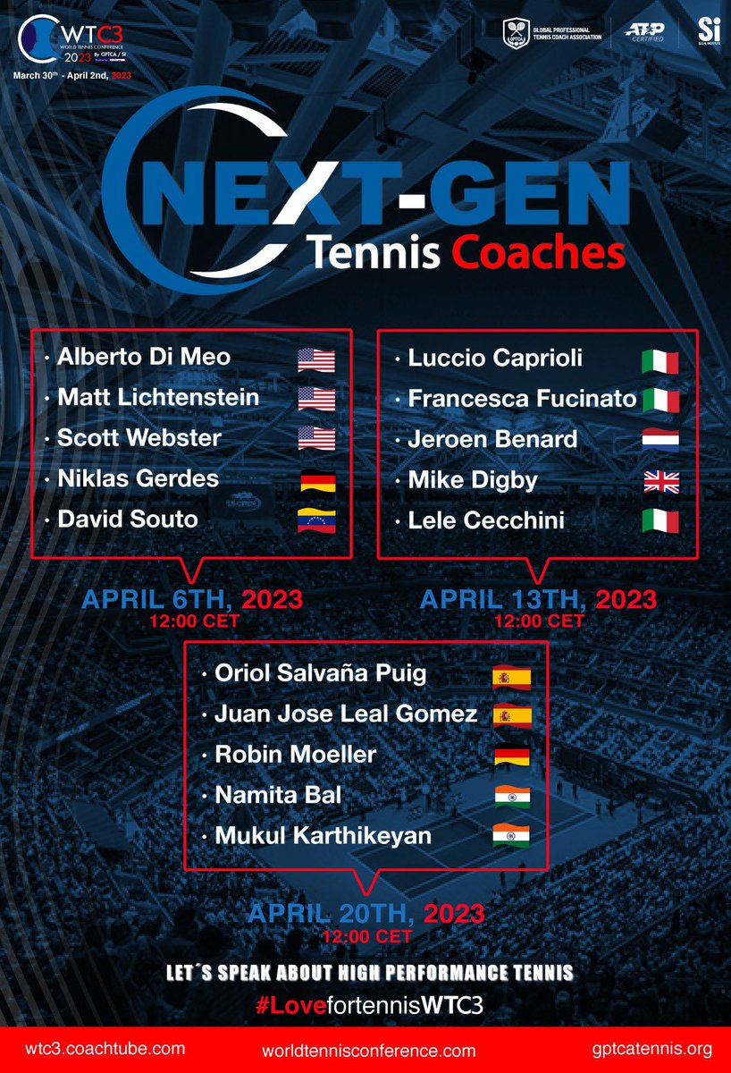 I'm really excited to be part of the World Tennis Conference as a NextGen Coach this year representing @SotoTennis 💪🏽

A big thanks to @FernandoSegal for bringing me on board. I look forward to talking on the 13th April.