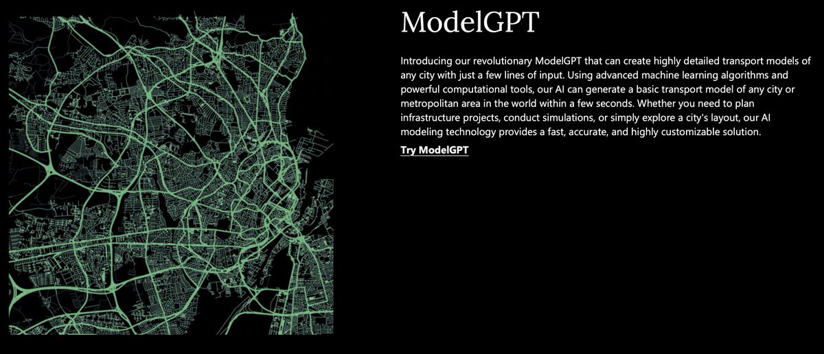 peterhoffmann's tweet image. Had the chance to preview the private beta of #ModelGPT from @PTVGroup 

You just type in: Generate a transportation model for LA that include air traffic. and boom you get a transportation simulation.

company.ptvgroup.com/en/modelai

@Ms_JFS