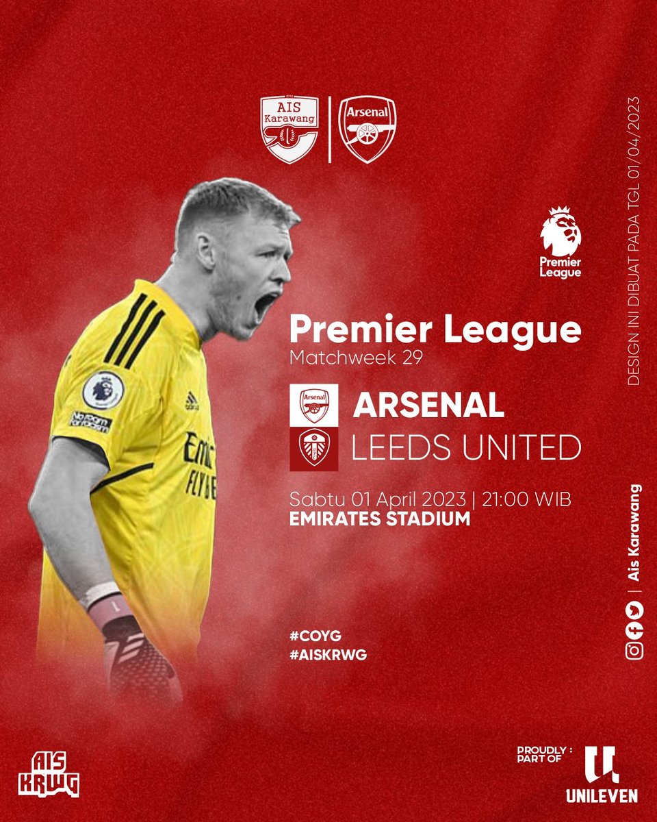 IT'S MATCHDAY!

Premier League #MATCHWEEK29
⚽️ ARSENAL VS Leeds United
🗓 Sabtu, 01 April 2023
🕧 21:00 WIB

Klik link di bio untuk tanya semua event @ais_krwg

COYG!🔥
#aiskrwg #arsenal #indonesia #supporter #karawang