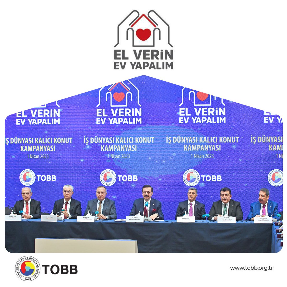 RHisarciklioglu's tweet photo. Yaralarımızı birlikte saracağız.

1 milyar TL nakdi destekle "Konut Seferberliği" kampanyası başlatıyoruz.

81 ilimizde Oda ve Borsalarımız öncülüğünde, tüm iş dünyasına ve hayırseverlere çağrımız

#ElverinEvyapalım 

Depremzede vatandaşlarımızı yeni yuvalarına kavuşturalım. https://t.co/NSFhHk8rok