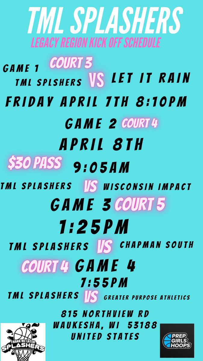 AAU Club (@tmlsplashers) on Twitter photo Thank you <a href="/PGHCircuit/">Prep Girls Hoops Circuit π</a> for The matchups!! See you the 7th! #TMLSpLashers2024 Thank you <a href="/PGHCircuit/">Prep Girls Hoops Circuit π</a> for The matchups!! See you the 7th! #TMLSpLashers2024