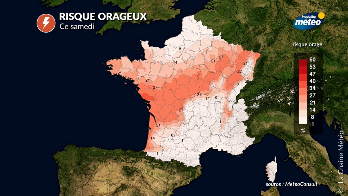 lachainemeteo's tweet image. ⚡️ Le mois d'avril débute comme mars s'est terminé avec  un risque d'averses #orageuses des régions atlantiques au nord-est du pays. Un risque de #grêle n'est pas exclu au passage des plus fortes averses.