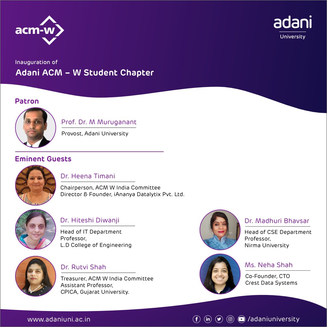 AdaniUniversity's tweet image. Join us in empowering women in technology with the launch of Adani ACM - W Student Chapter! Let's make a difference together.
#WomenInTech #WomenEmpowerment #ACMW #AdaniUniversity