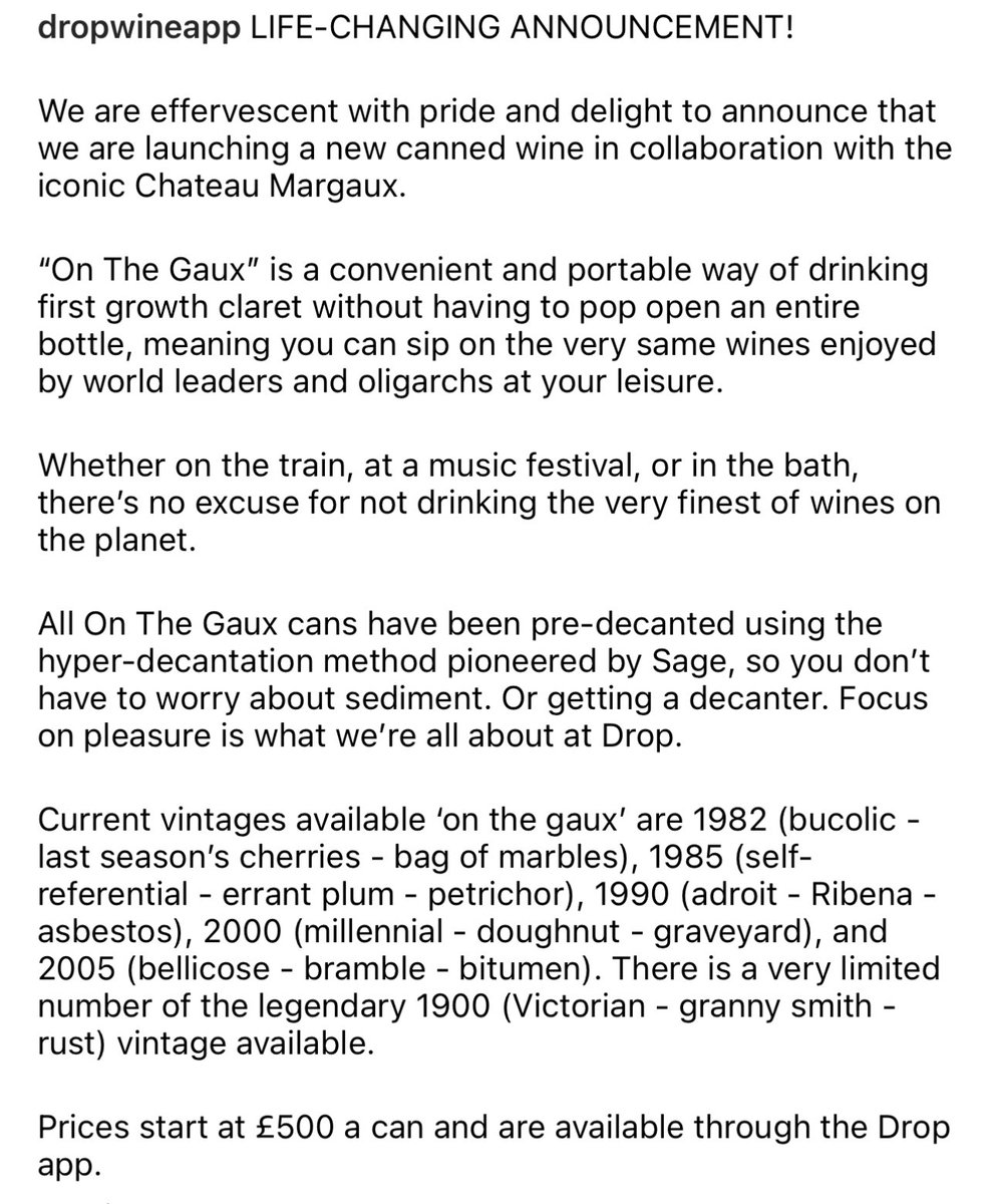 Drop x Chateau Margaux. Canned wine just got serious. Full info below.