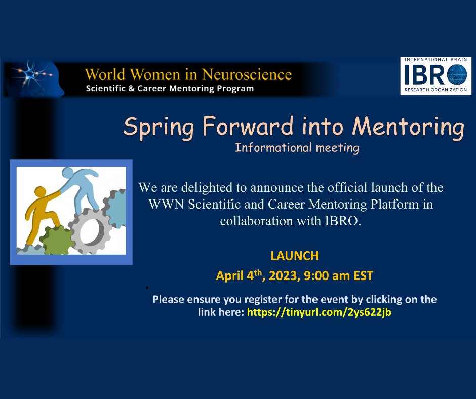 IBRO &amp; <a href="/WorldWomenNeuro/">World Women in Neuroscience</a> invite you to the launch of the Scientific and Career Mentoring Platform, 4 Apr, 9:00 EST. Find out how to be part of this career development initiative and how to become part of this global neuroscience community. 
Register here:
us06web.zoom.us/webinar/regist…