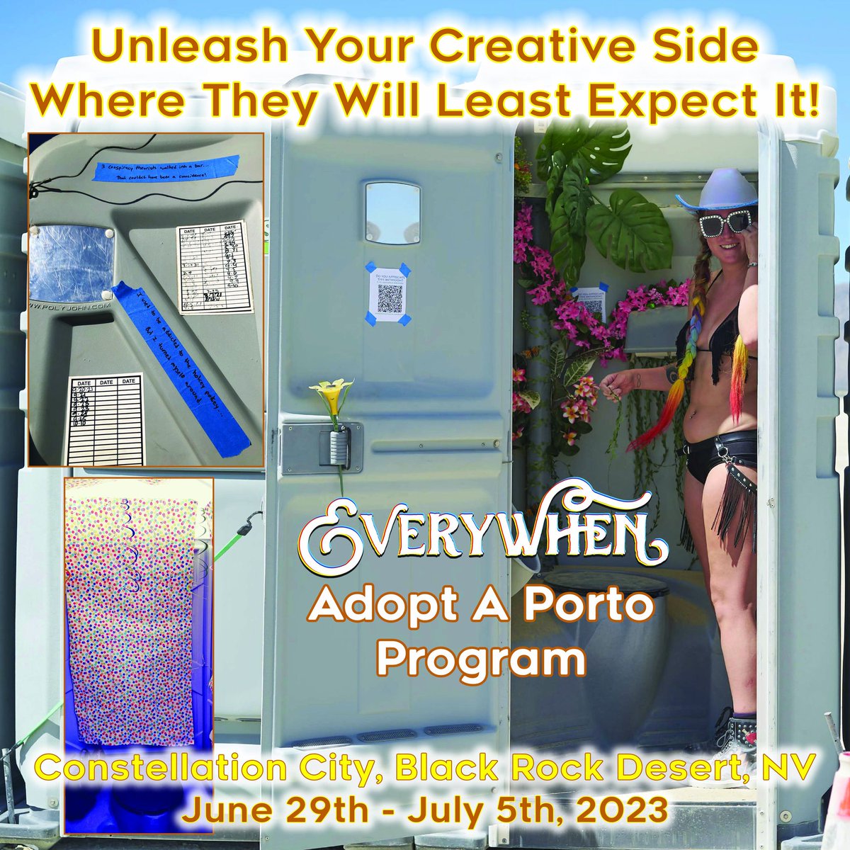 Everywhen_Info's tweet image. Did you know that the Everywhen Project has an Adopt A Porto Program?

Even a bathroom can become art!

For more information contact us.
For tickets: ewp.ticketspice.com/cc23

#everywhenproject #constellationcity #ConstellationCity2023 #ValleyOfSpirits #adoptaporto #portopottieart