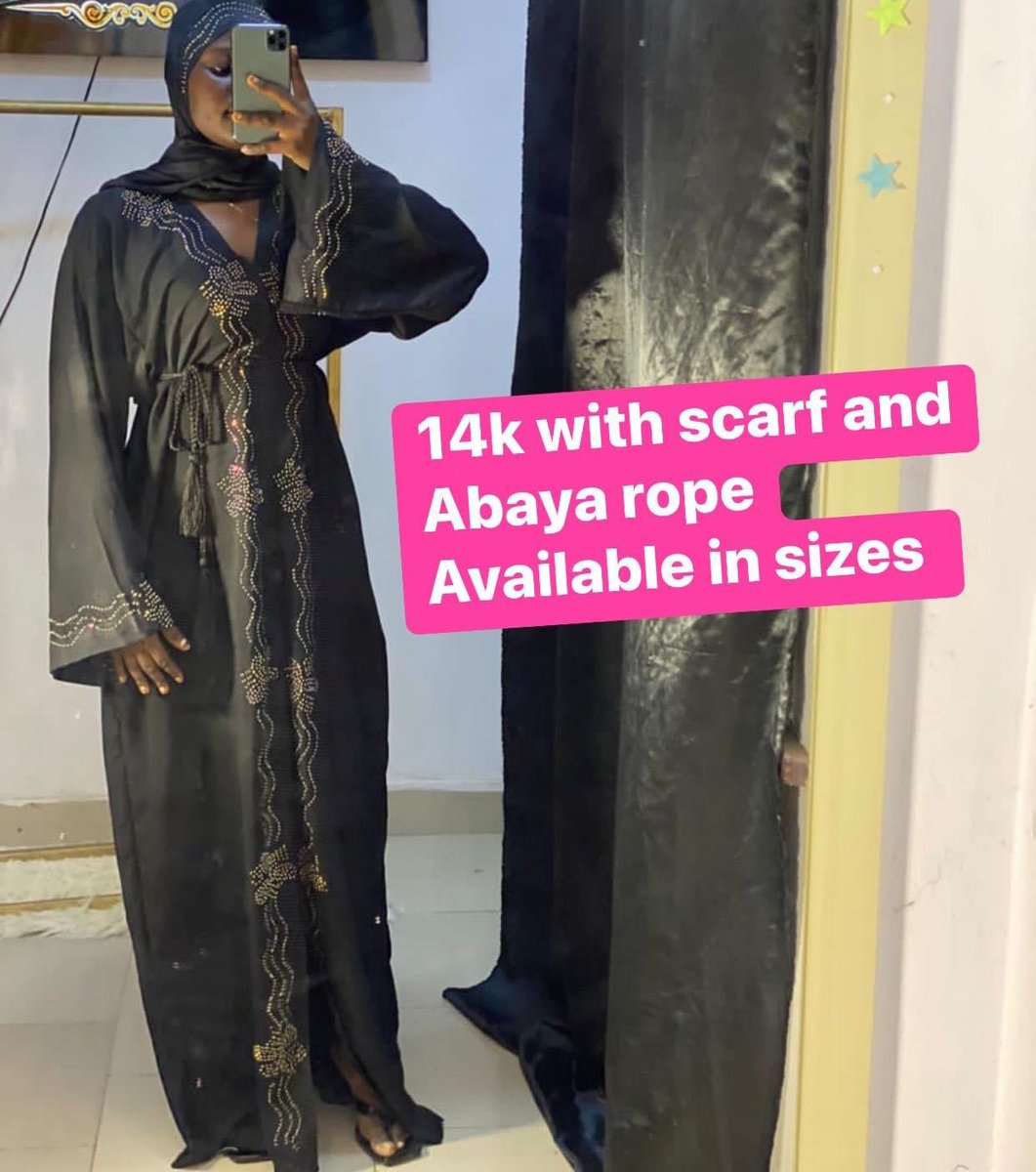 Zeecouture4's tweet photo. Neatly  Sewn Abayas available  for pocket friendly prices. ..Each comes with scarf and Abaya rope ..Buy orders from 15k and get a gift ..kindly send a dm to place ur orders or click on my WhatsApp https://t.co/kUt9iu2ao7.     Pls retweet n engage 🥺👏 https://t.co/mapAmRABpy