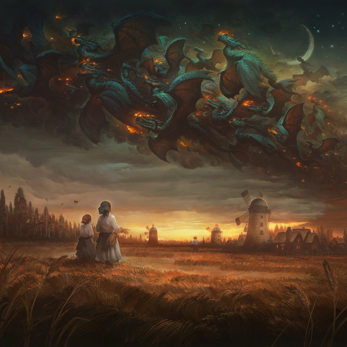 A Plague of Dragons by Justin Gerard 
…stingerardillustration.artstation.com/projects/rR2VqE