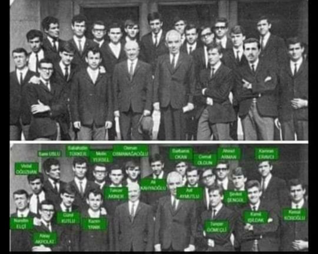 KAFASI MONTAJ.
Üstteki resmi AKP'liler servis etmiş.
Güya 1978 yılında Marmara üniversitesi hocaları ve öğrencileri.
Sağdan önde 2.sırada R.T.Erdogan.
Yersen.

Alttaki resim de orjinali.
1966 yılında çekilmiş Darüşşafaka hocaları ve öğrencileri.

Bir işi de sahte yapmayın be...