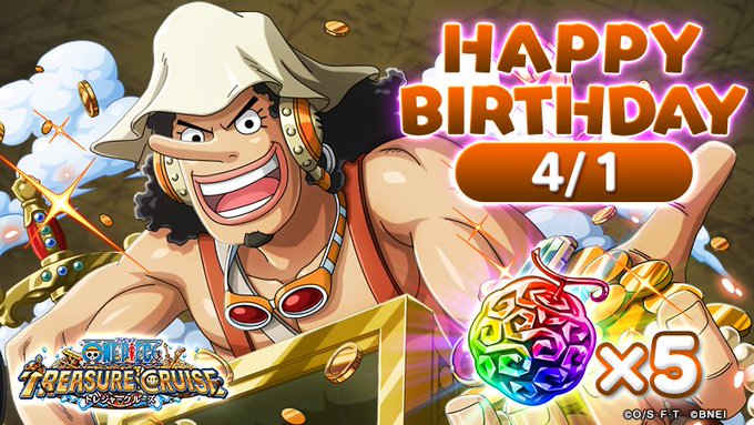 4月1日。エイプリルフール。各漫画のうそつきくんたち(良い意味で)の誕生日🎂🎉おめでとう🎉ONE PIECE→ウソップ(